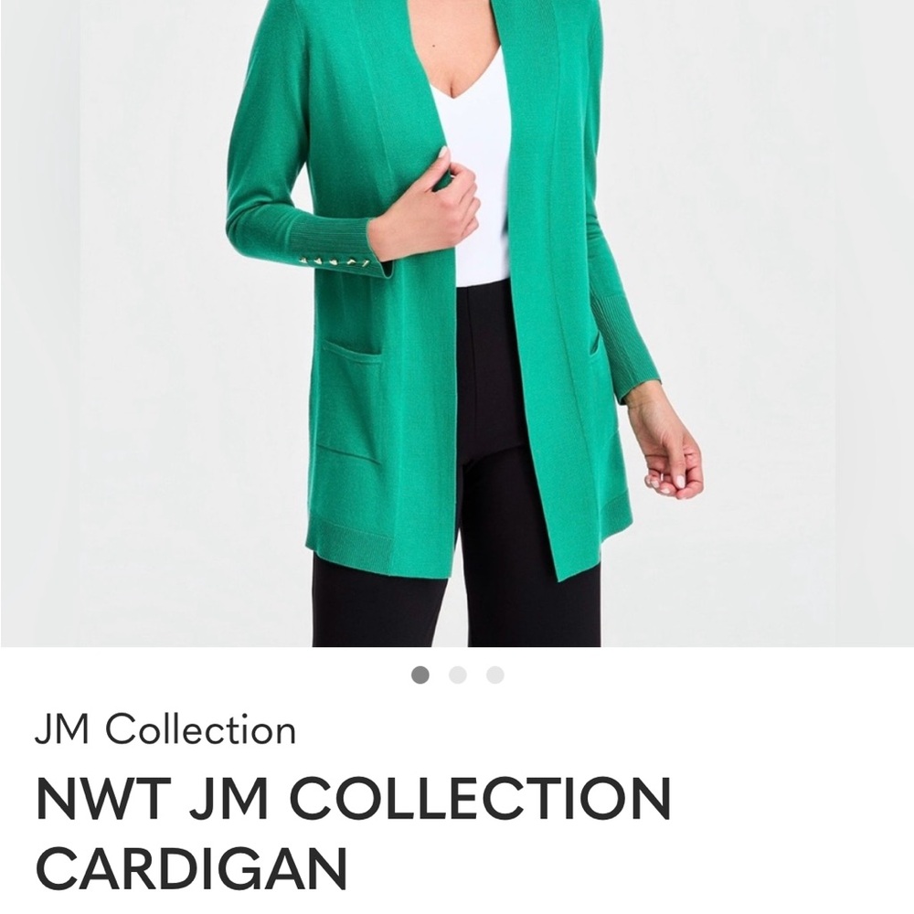 🌺🌺🌺NWT JM Collection Women's Green Open-Front Cardigan